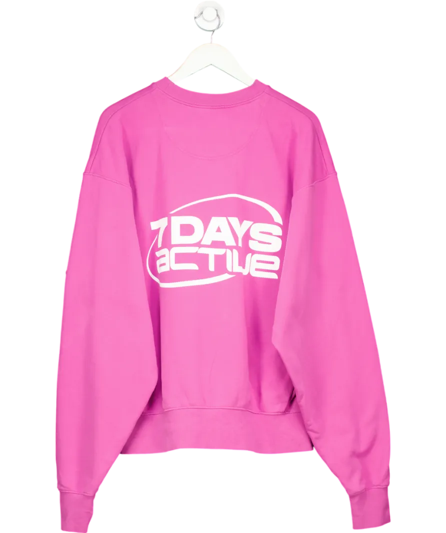 7 Days Active Purple Oversized Monday Crew Neck Sweatshirt UK M