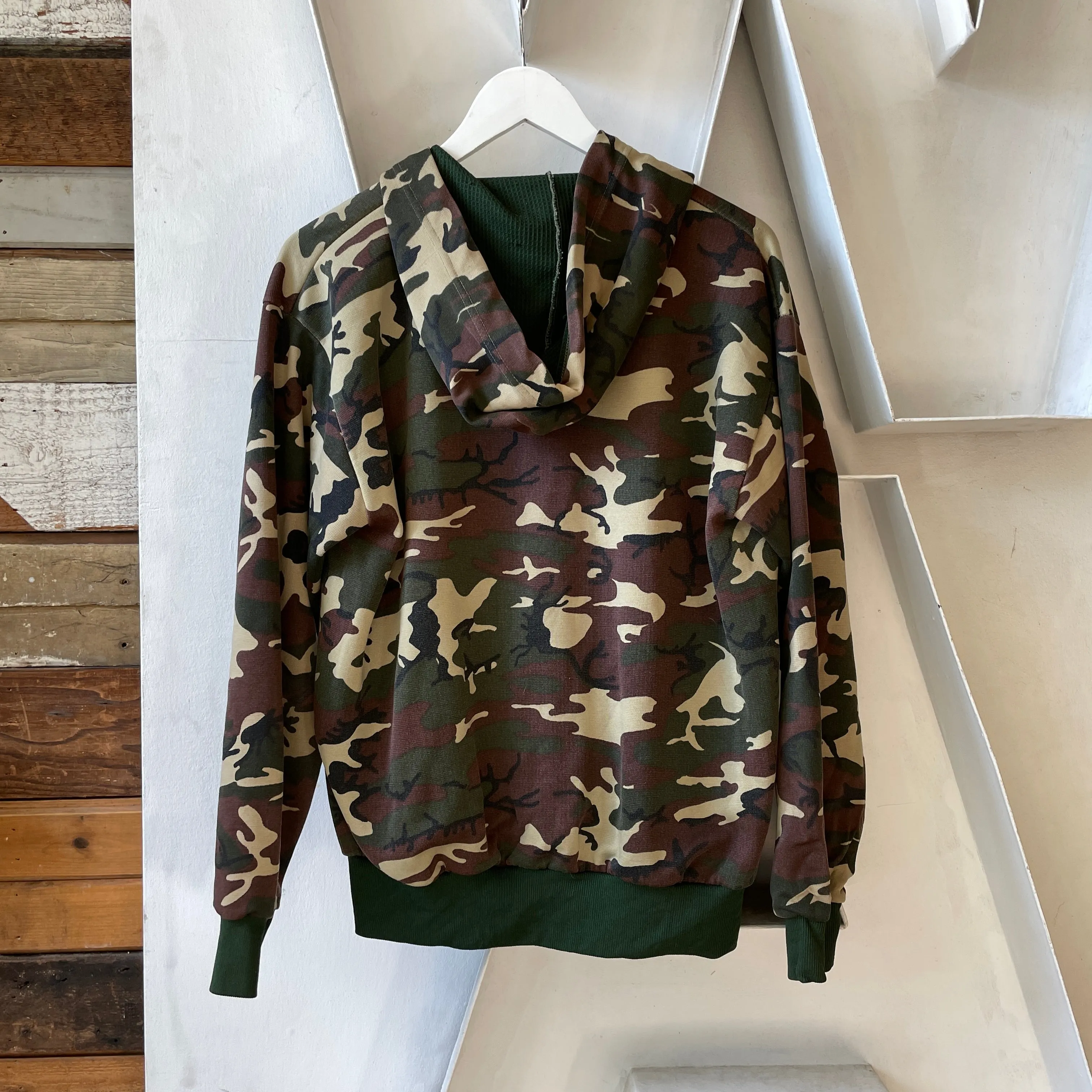 80’s Camo Zip-Up Hoodie - Large