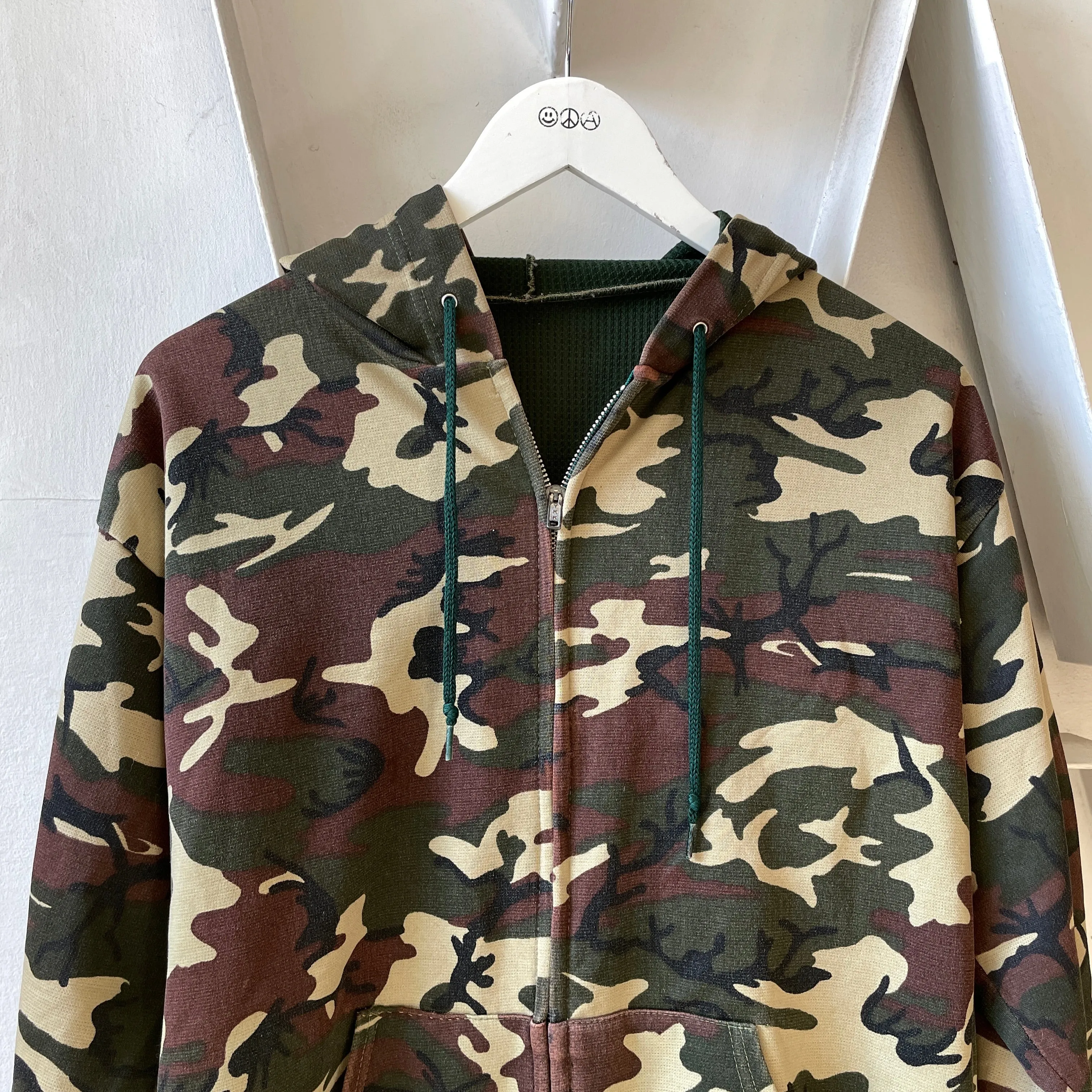 80’s Camo Zip-Up Hoodie - Large
