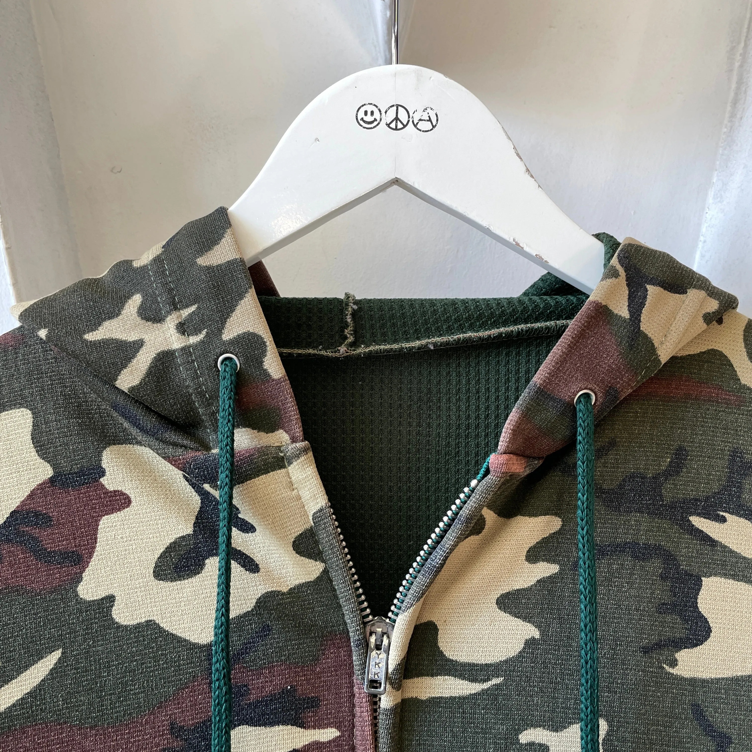80’s Camo Zip-Up Hoodie - Large