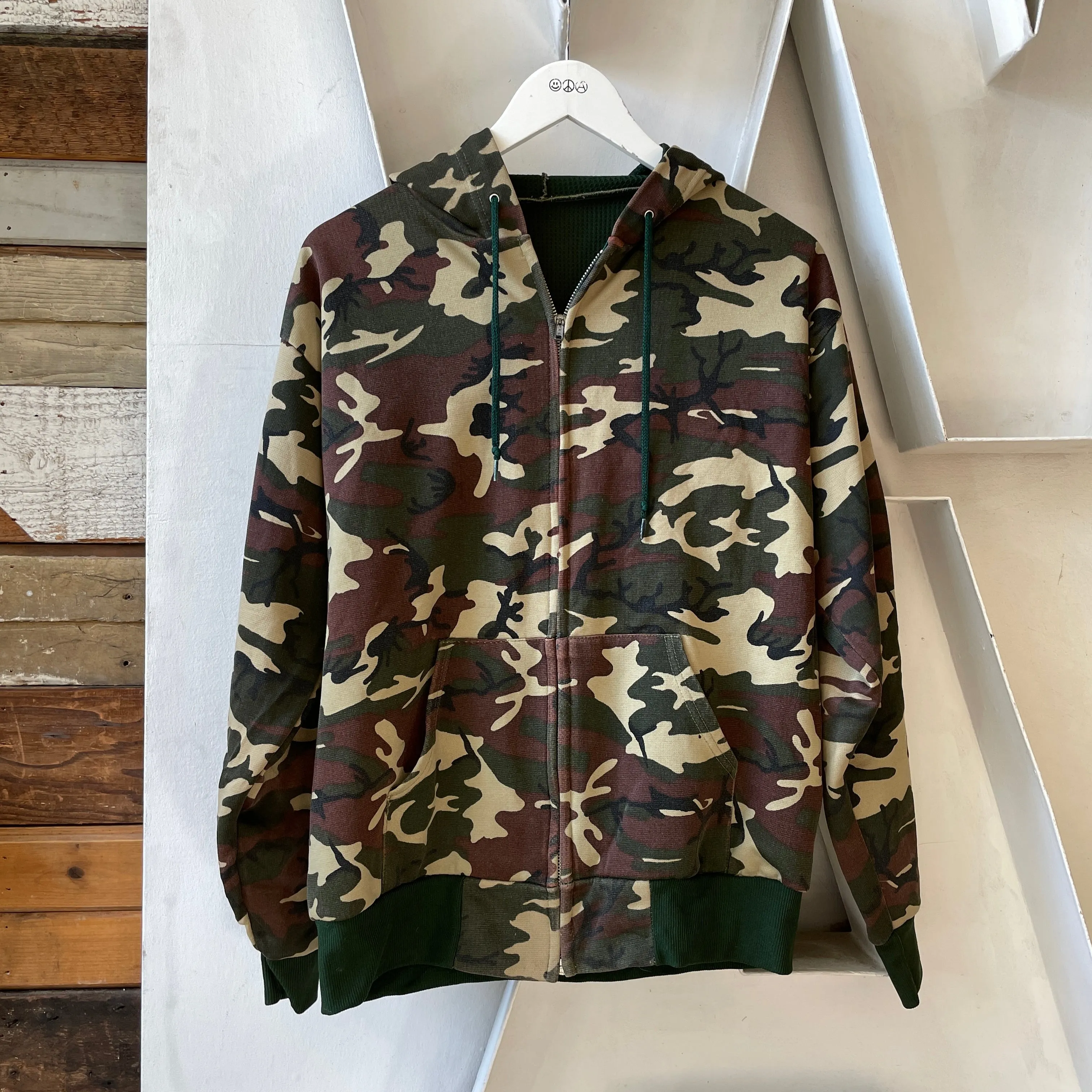 80’s Camo Zip-Up Hoodie - Large