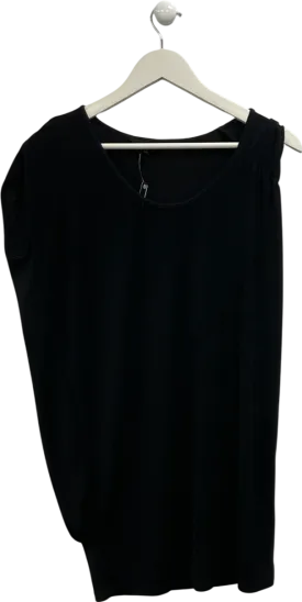 AllSaints Black Asymmetric Long Line Top UK 8