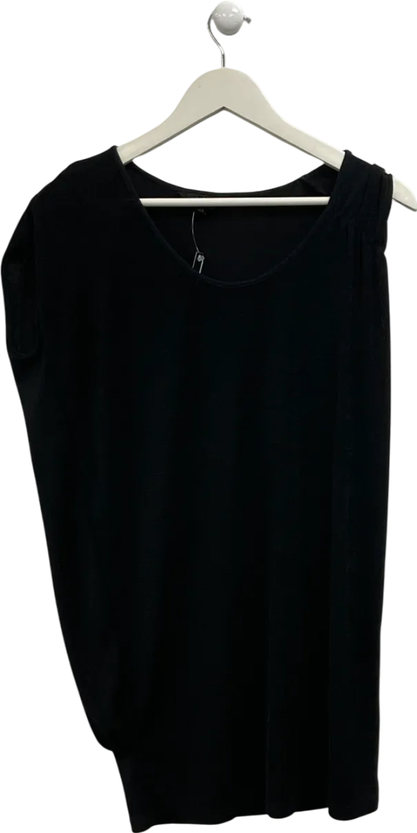 AllSaints Black Asymmetric Long Line Top UK 8