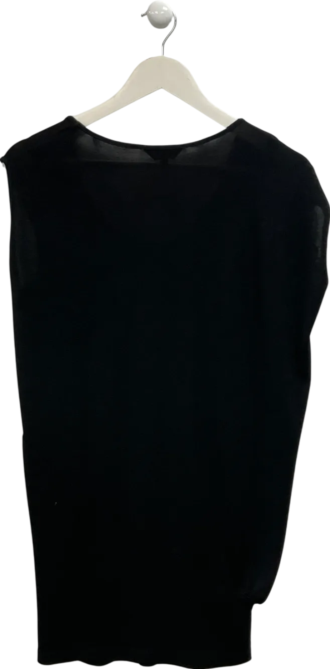 AllSaints Black Asymmetric Long Line Top UK 8