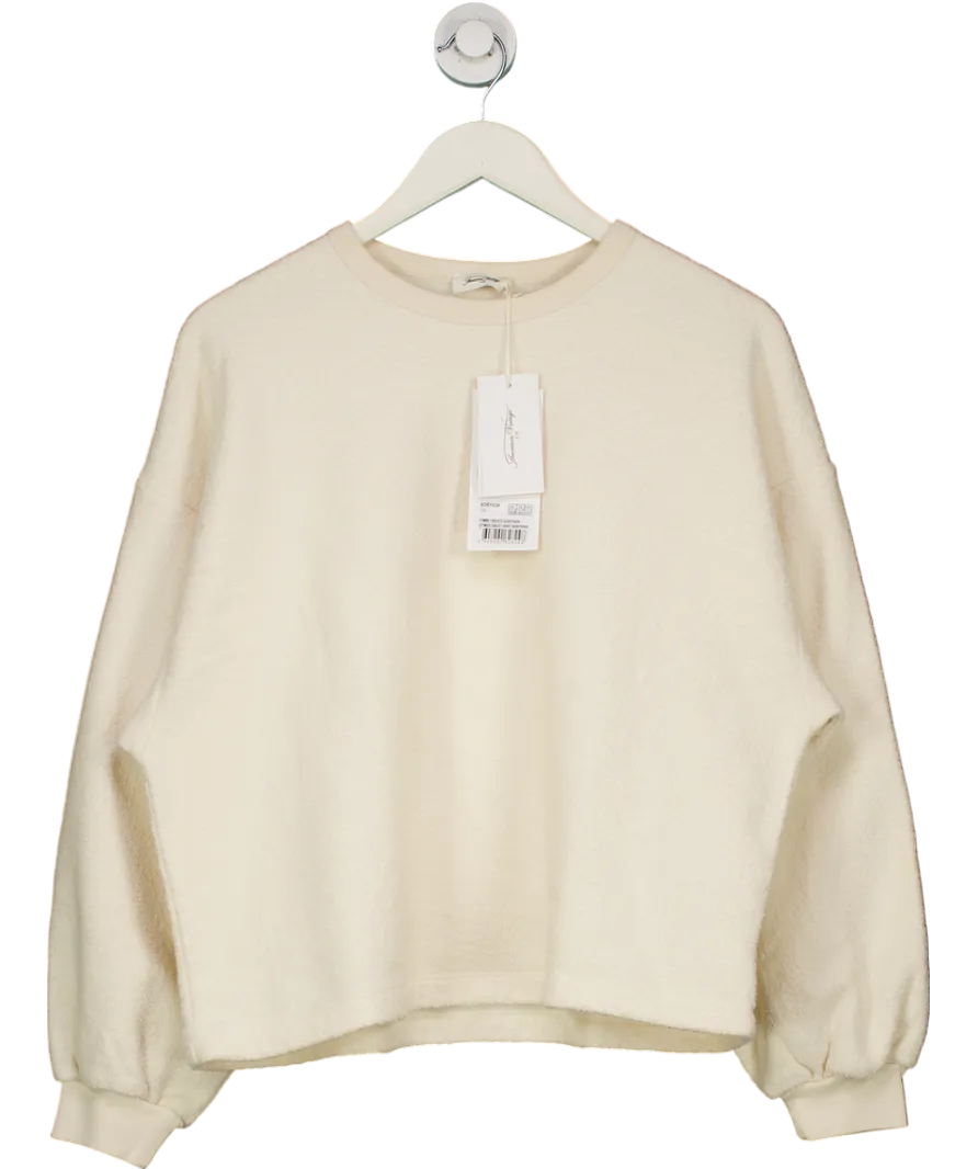 American Vintage Cream Boucle Bobypark Organic Cotton Sweatshirt With Crew Neck UK XS/S