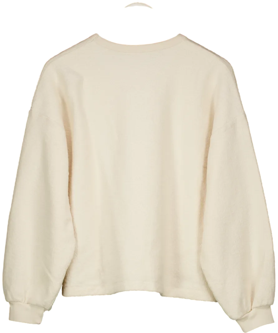 American Vintage Cream Boucle Bobypark Organic Cotton Sweatshirt With Crew Neck UK XS/S