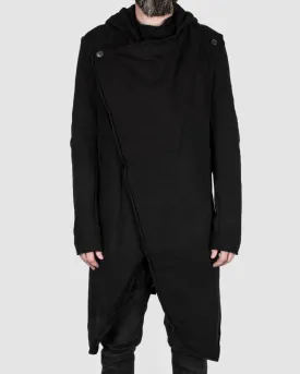 Asymmetric hooded cardigan