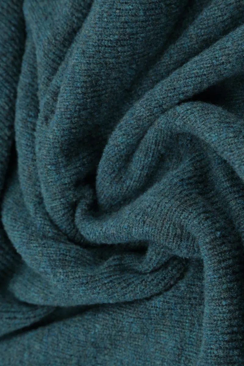 Asymmetrical Teal Wool Cardigan