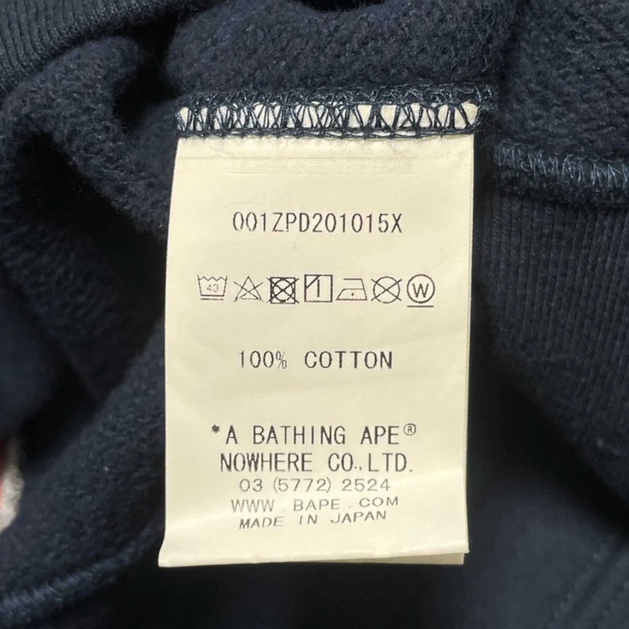 BAPE Embroidered Chest Shark Full Zip Hooded Sweatshirt Navy Blue