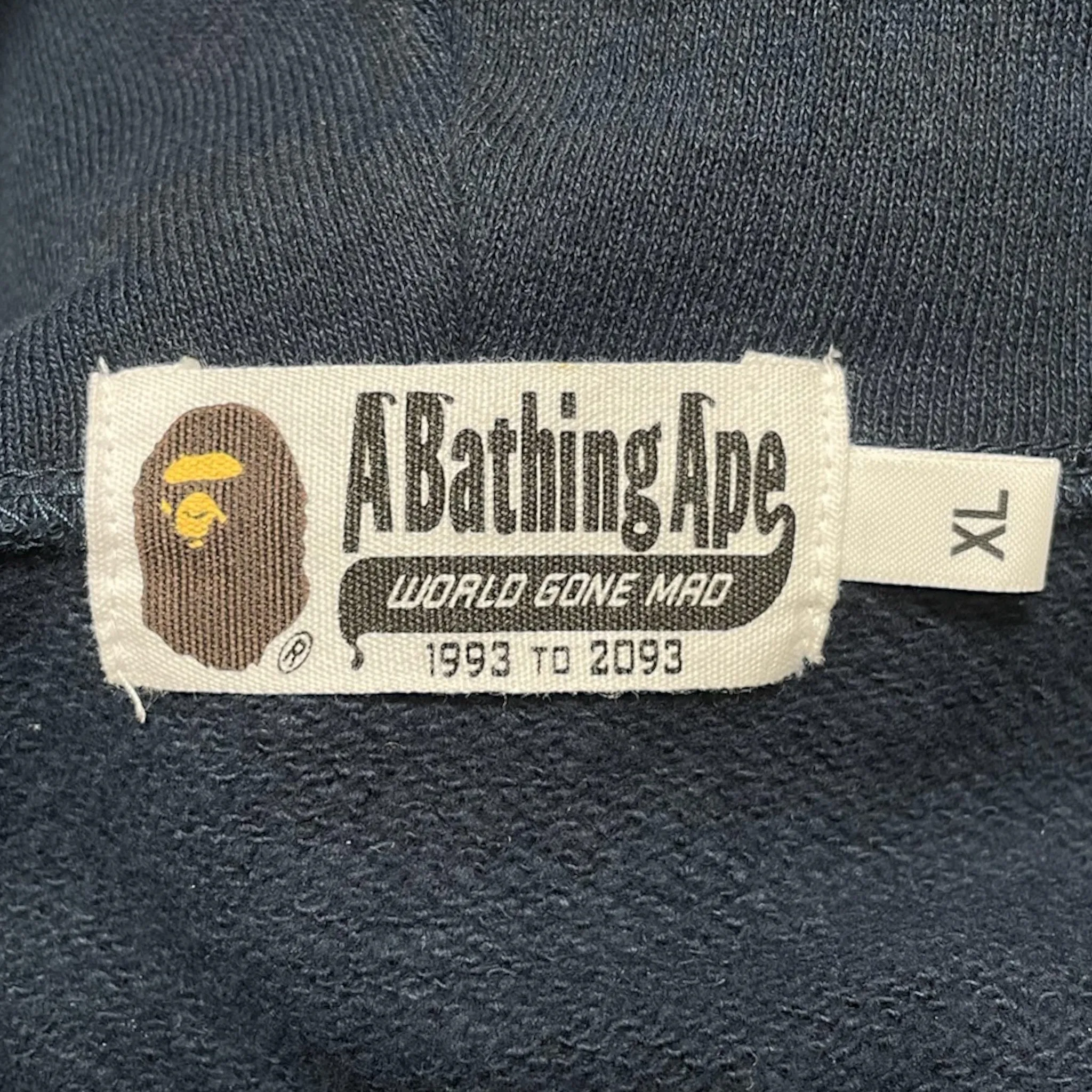 BAPE Embroidered Chest Shark Full Zip Hooded Sweatshirt Navy Blue