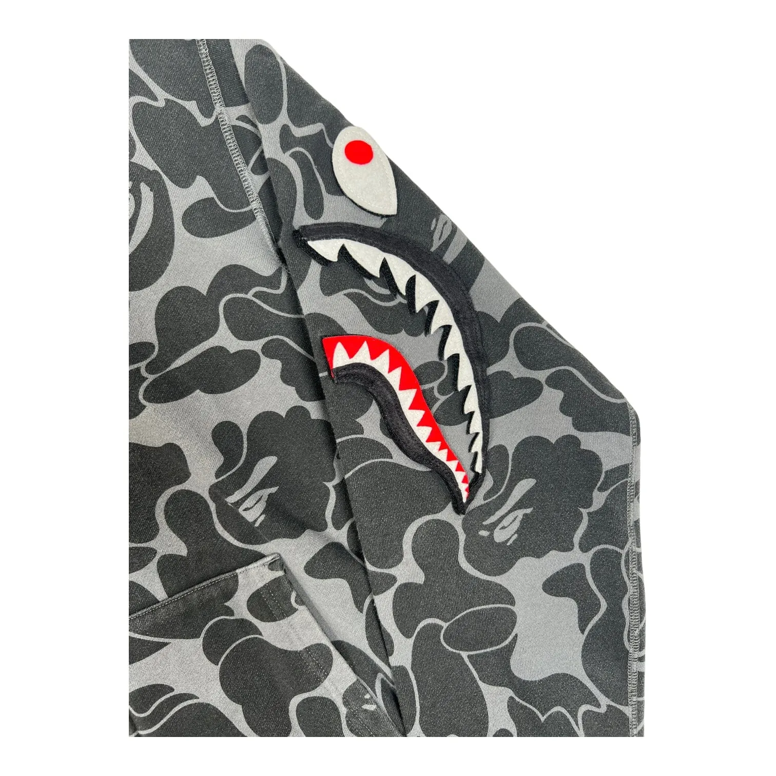 Bape Shark Camo Zip Up Hooded Sweatshirt Grey Pre-Owned