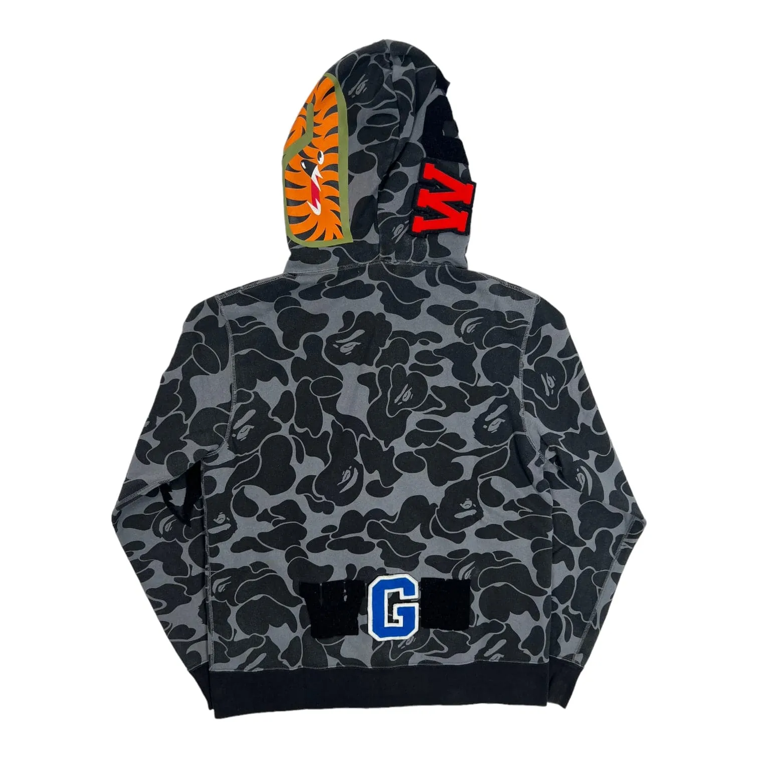 Bape Shark Camo Zip Up Hooded Sweatshirt Grey Pre-Owned