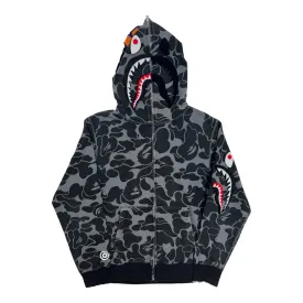 Bape Shark Camo Zip Up Hooded Sweatshirt Grey Pre-Owned