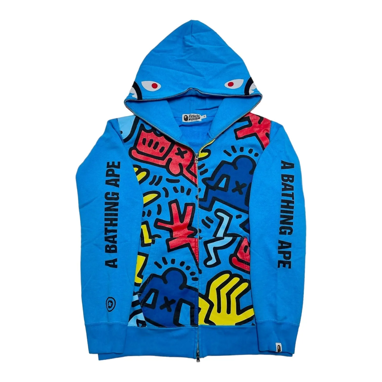BAPE x Keith Haring Shark Full Zip Hooded Sweatshirt Blue Pre-Owned