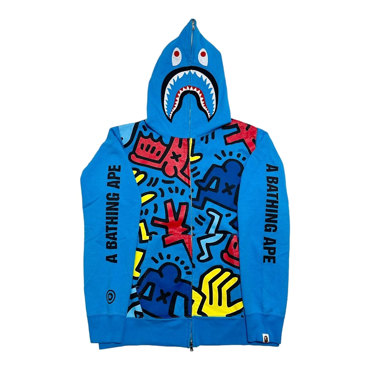 BAPE x Keith Haring Shark Full Zip Hooded Sweatshirt Blue Pre-Owned