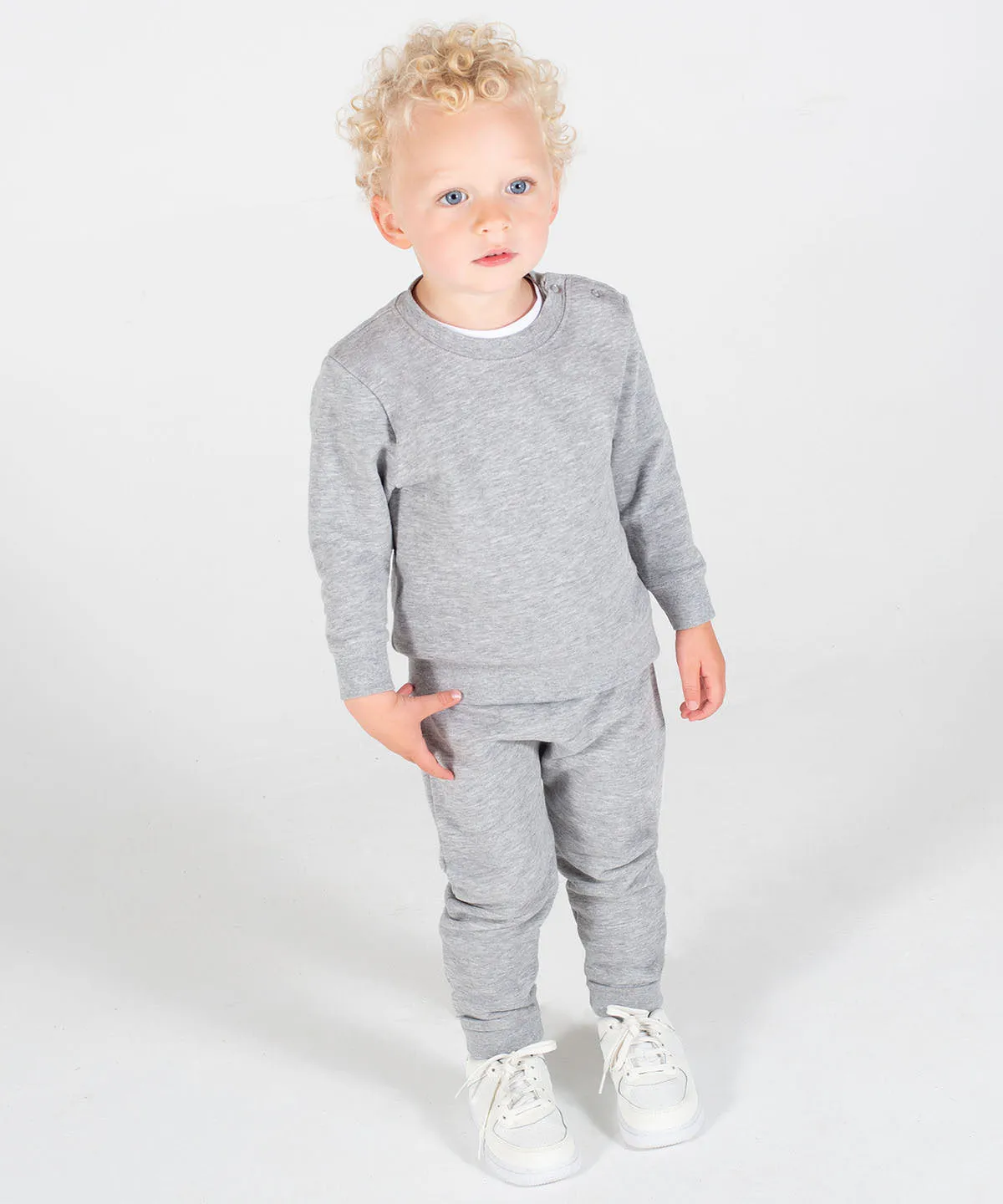 Black - Crew neck sweatshirt with shoulder poppers