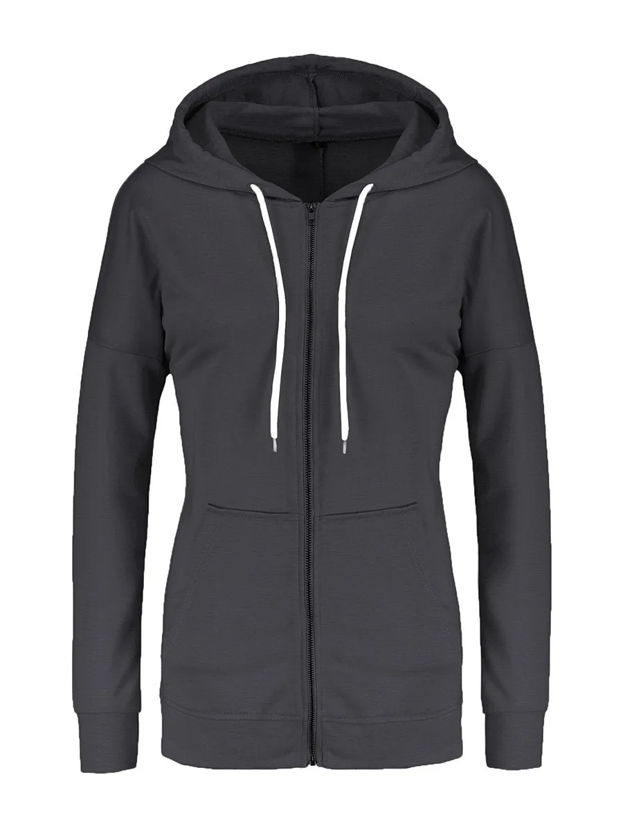 Casual Long Sleeve Zip Up Hoodie
