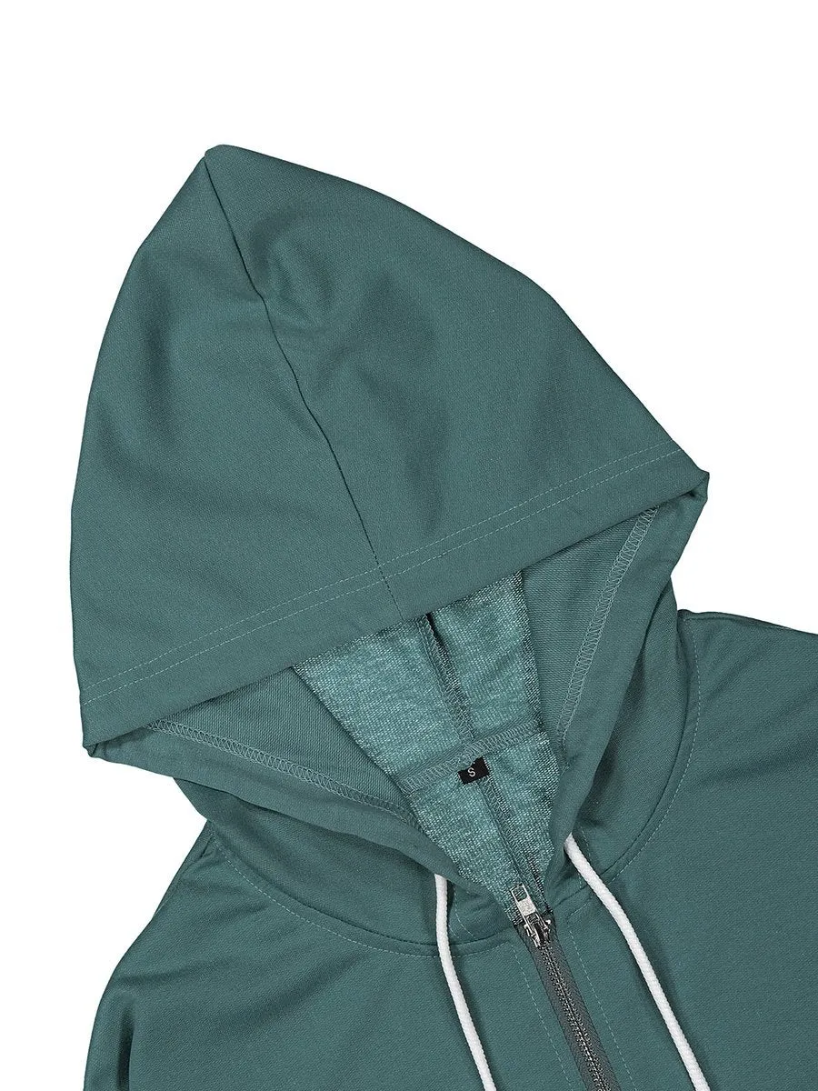 Casual Long Sleeve Zip Up Hoodie