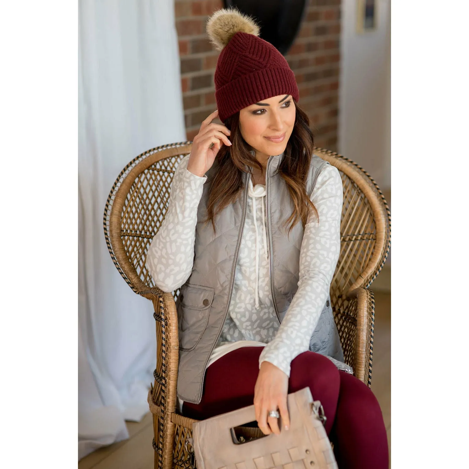 Cheetah Solid Trimmed Cowl Neck