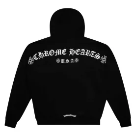 Chrome Hearts Shoulder Logo Zip Up Hooded Sweatshirt Black