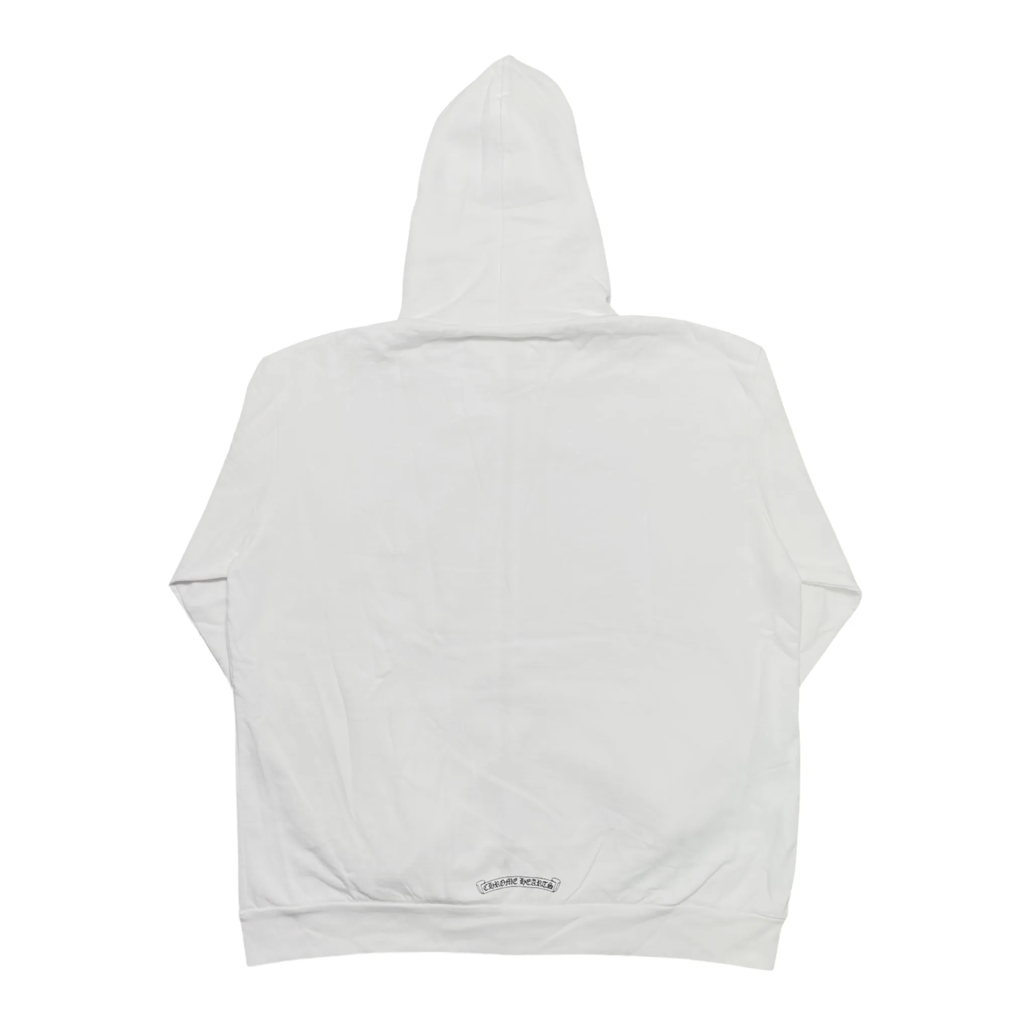 Chrome Hearts Vertical Logo Zip Up Hooded Sweatshirt White