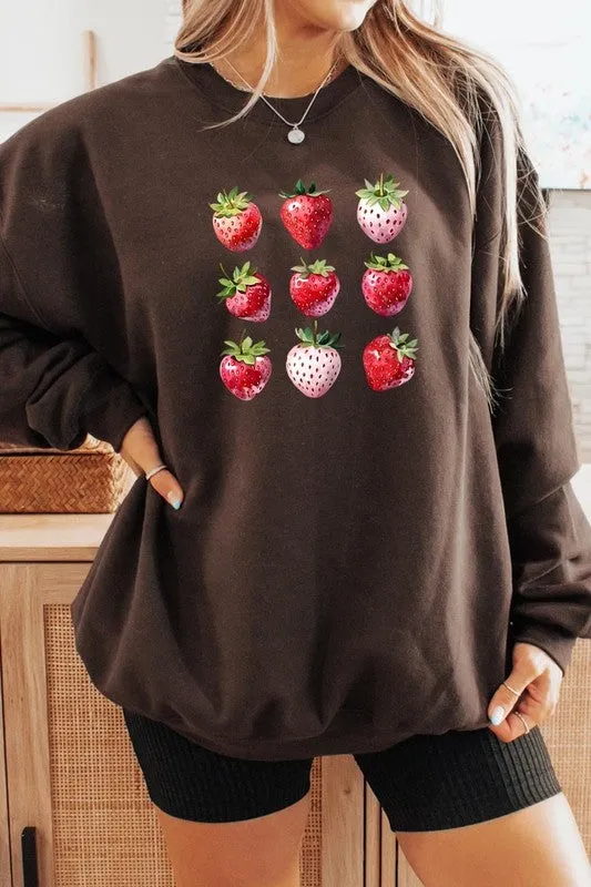 Cute Strawberries Graphic Plus Sweatshirt