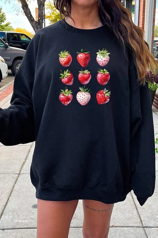 Cute Strawberries Graphic Plus Sweatshirt