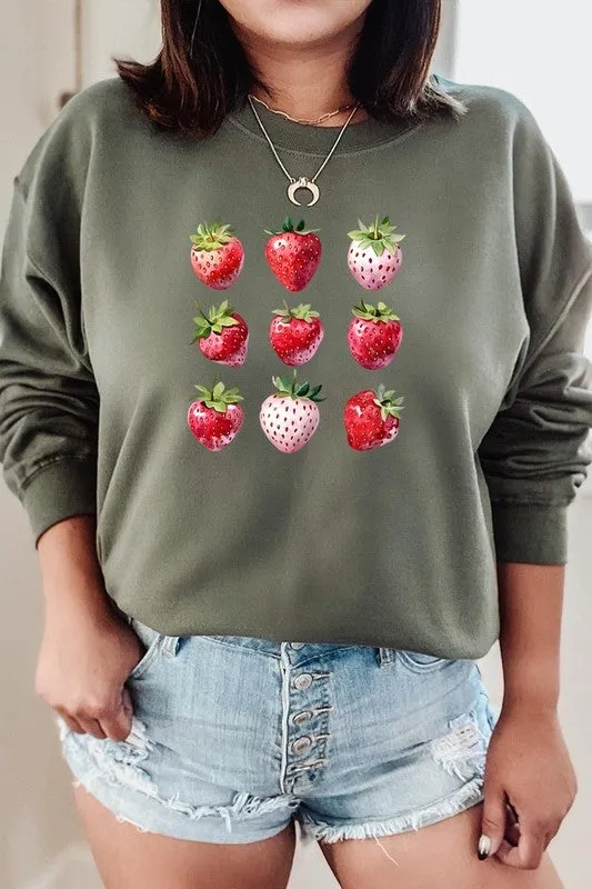 Cute Strawberries Graphic Plus Sweatshirt