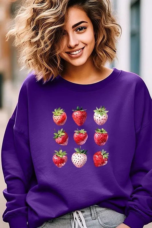 Cute Strawberries Graphic Plus Sweatshirt