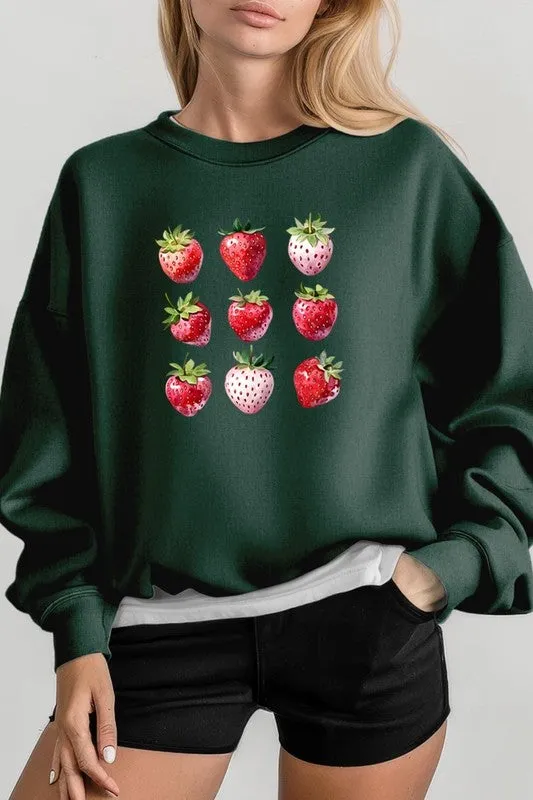 Cute Strawberries Graphic Plus Sweatshirt