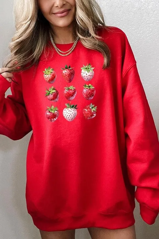 Cute Strawberries Graphic Plus Sweatshirt