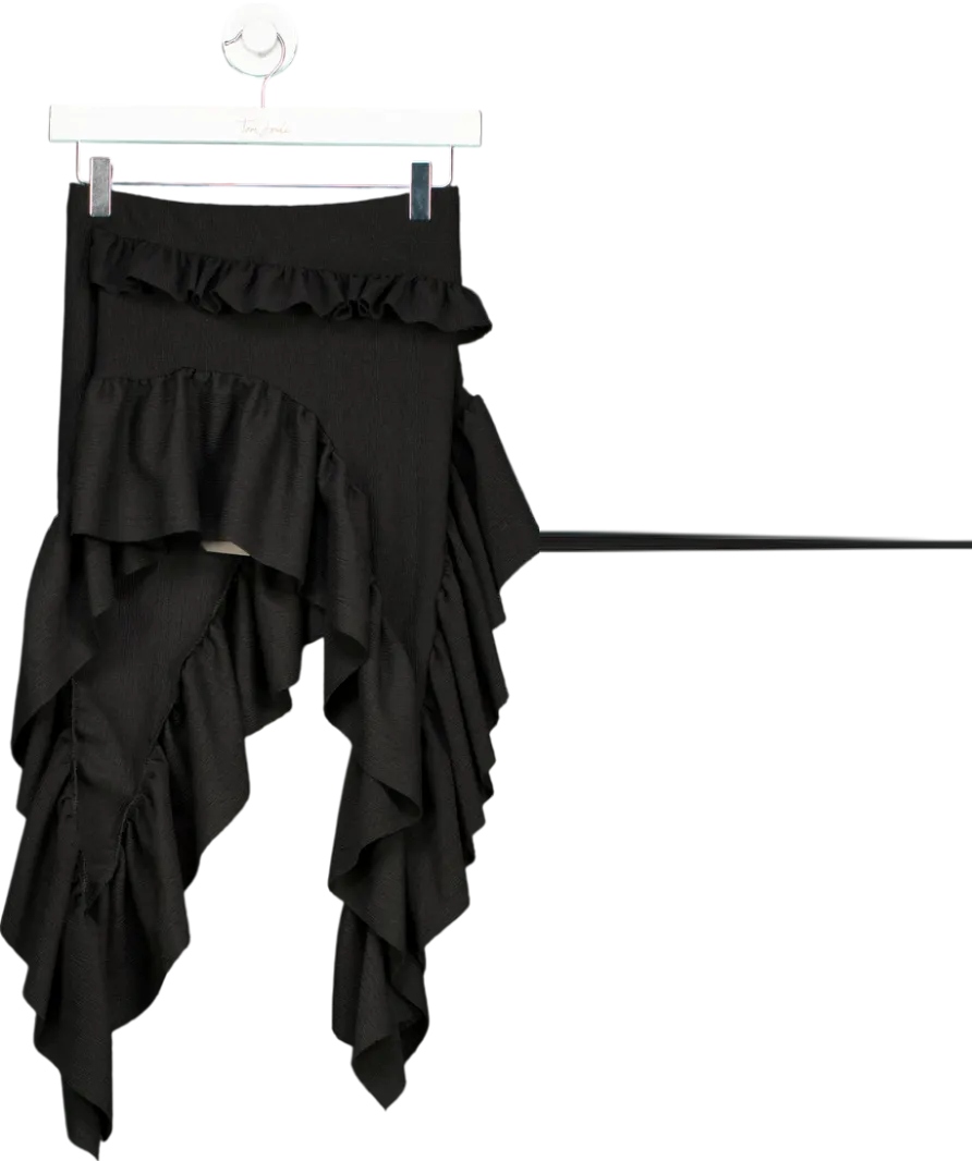Ego Black Low Rise Frill Asymmetric Skirt UK 8