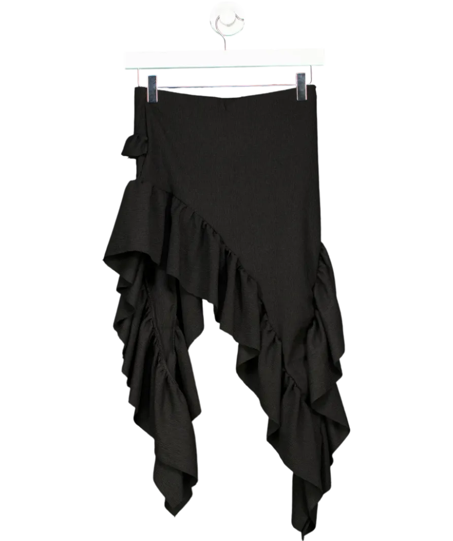Ego Black Low Rise Frill Asymmetric Skirt UK 8