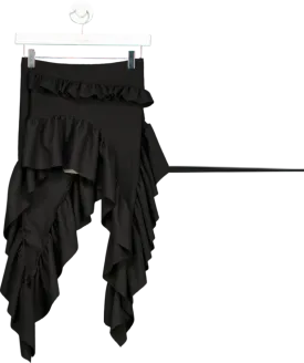 Ego Black Low Rise Frill Asymmetric Skirt UK 8