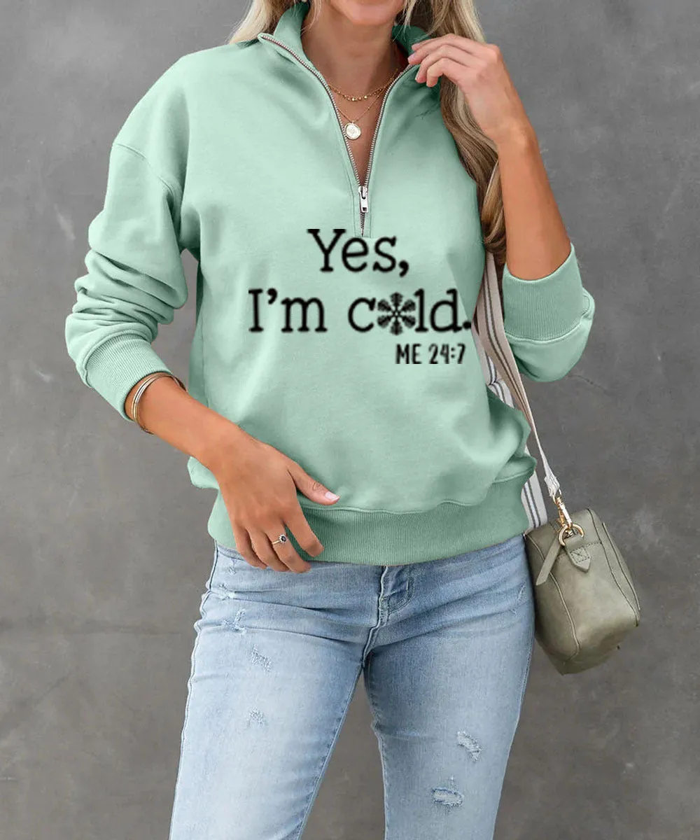 Fashion Long Sleeve Printed Zip Up Sweatshirt