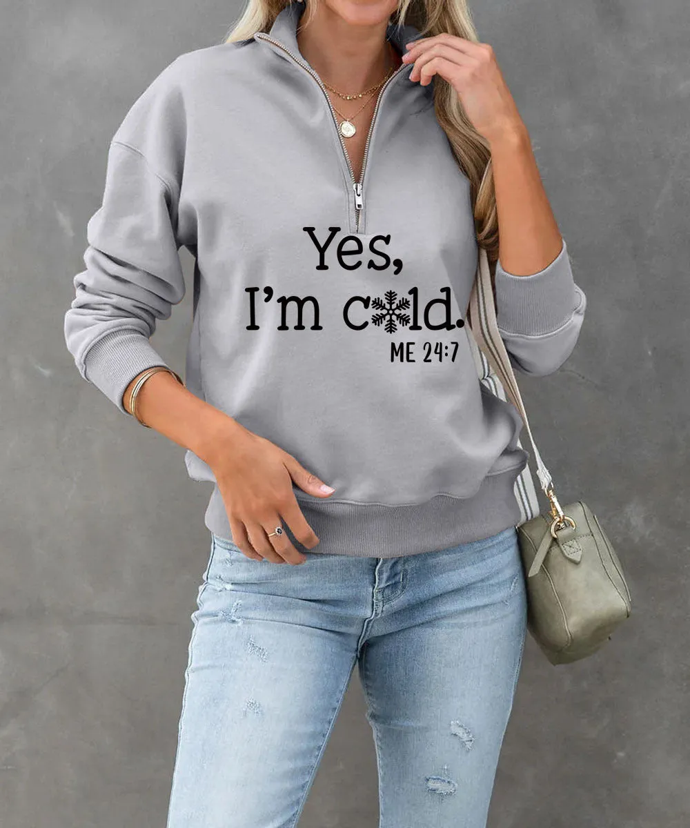 Fashion Long Sleeve Printed Zip Up Sweatshirt