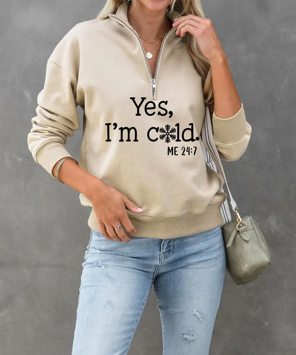 Fashion Long Sleeve Printed Zip Up Sweatshirt