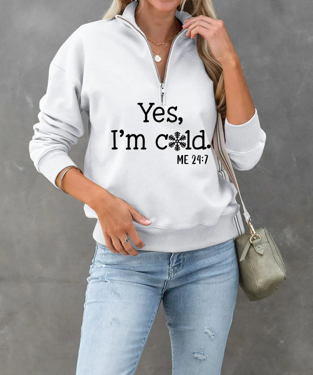 Fashion Long Sleeve Printed Zip Up Sweatshirt