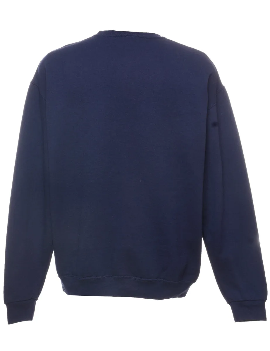Fred T Foard Band Navy & Light Blue Printed Sweatshirt - L