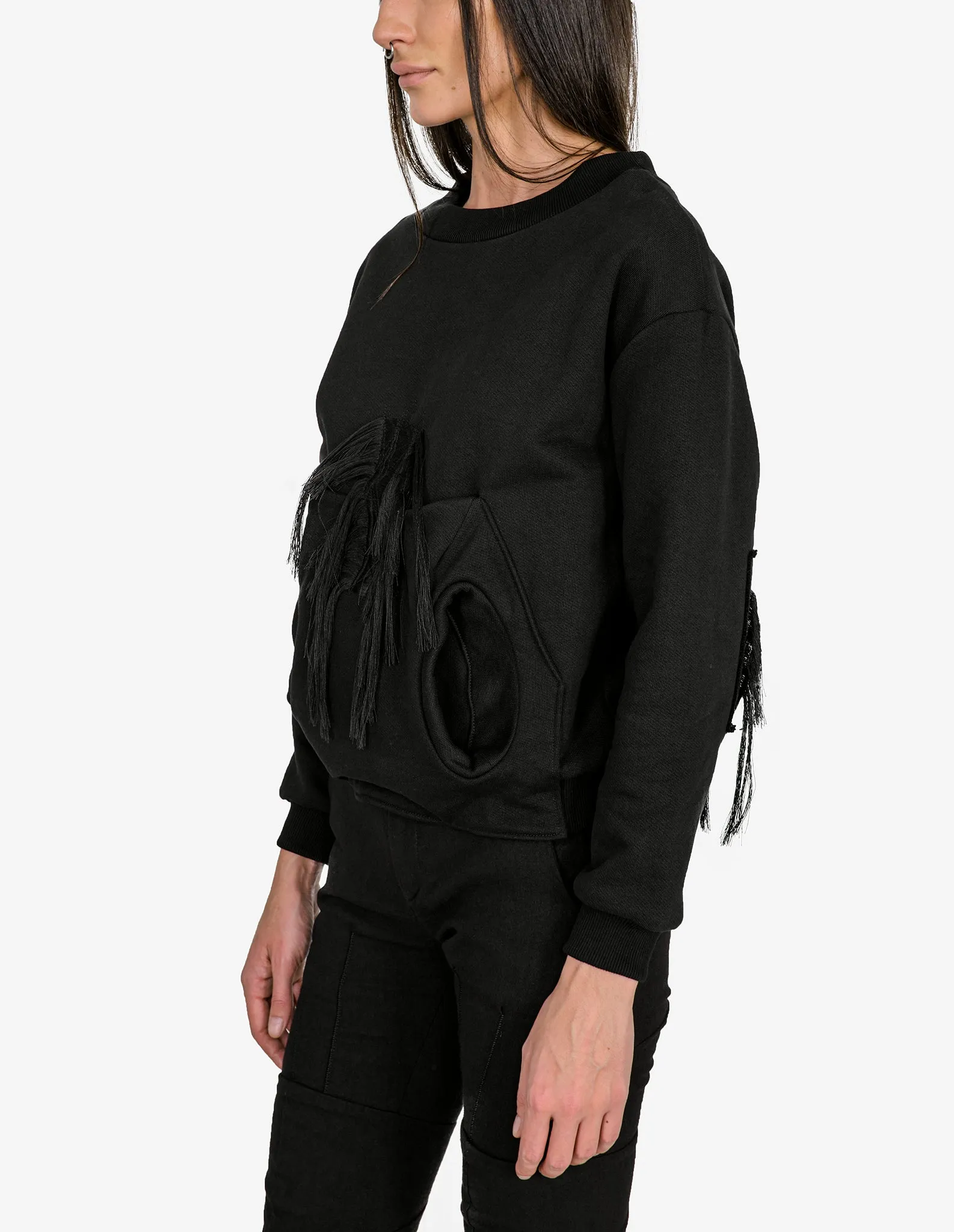 Fringed-Patch Sweatshirt