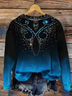 Gradient Floral Printed Casual Sweatshirt