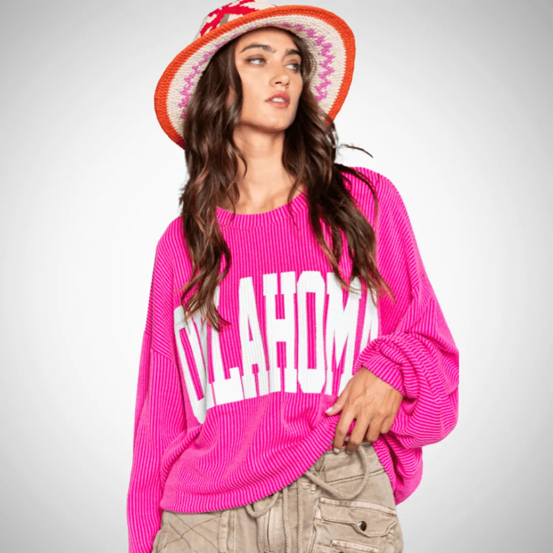 Graphic "OKLAHOMA" Oversized Sweatshirt Made in USA