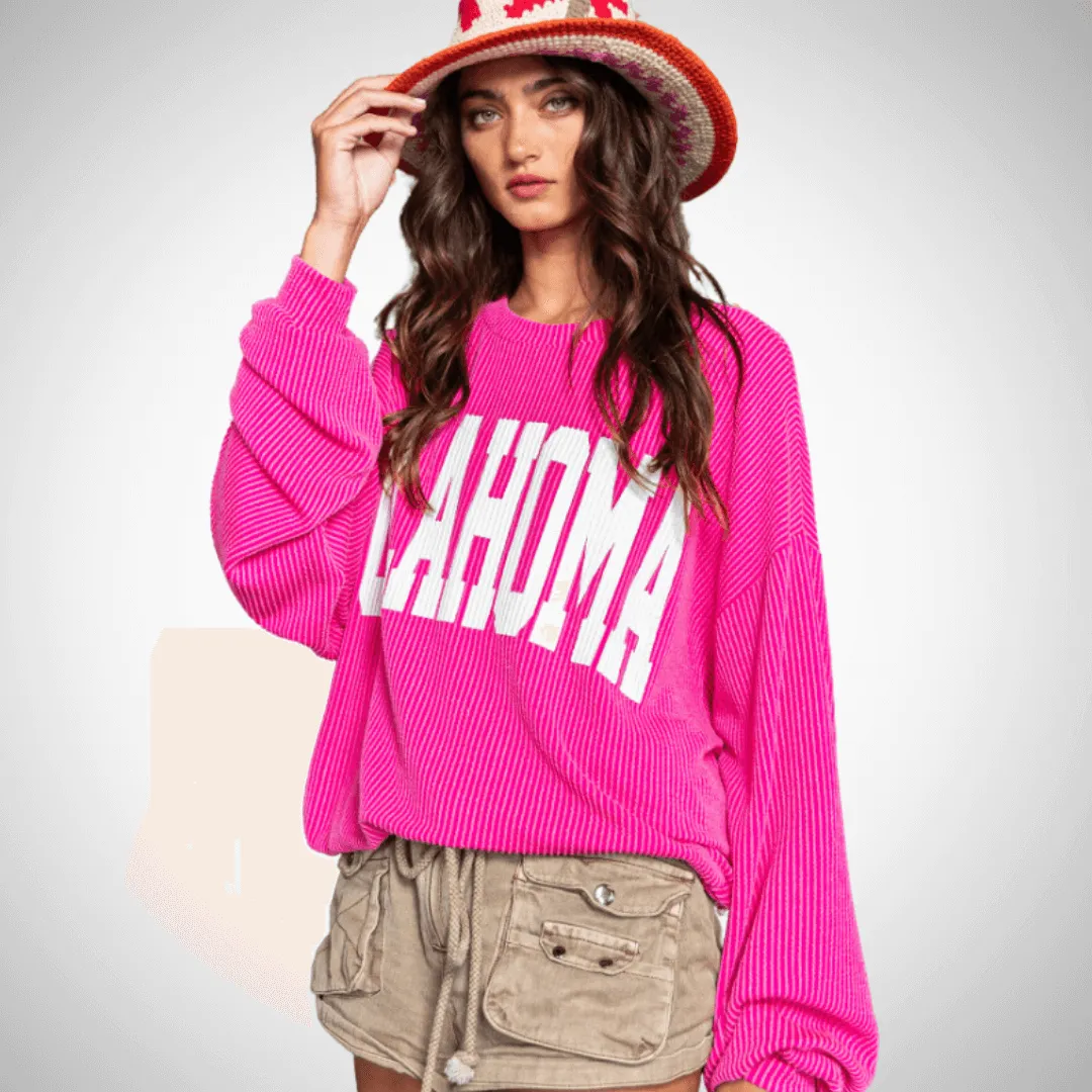 Graphic "OKLAHOMA" Oversized Sweatshirt Made in USA