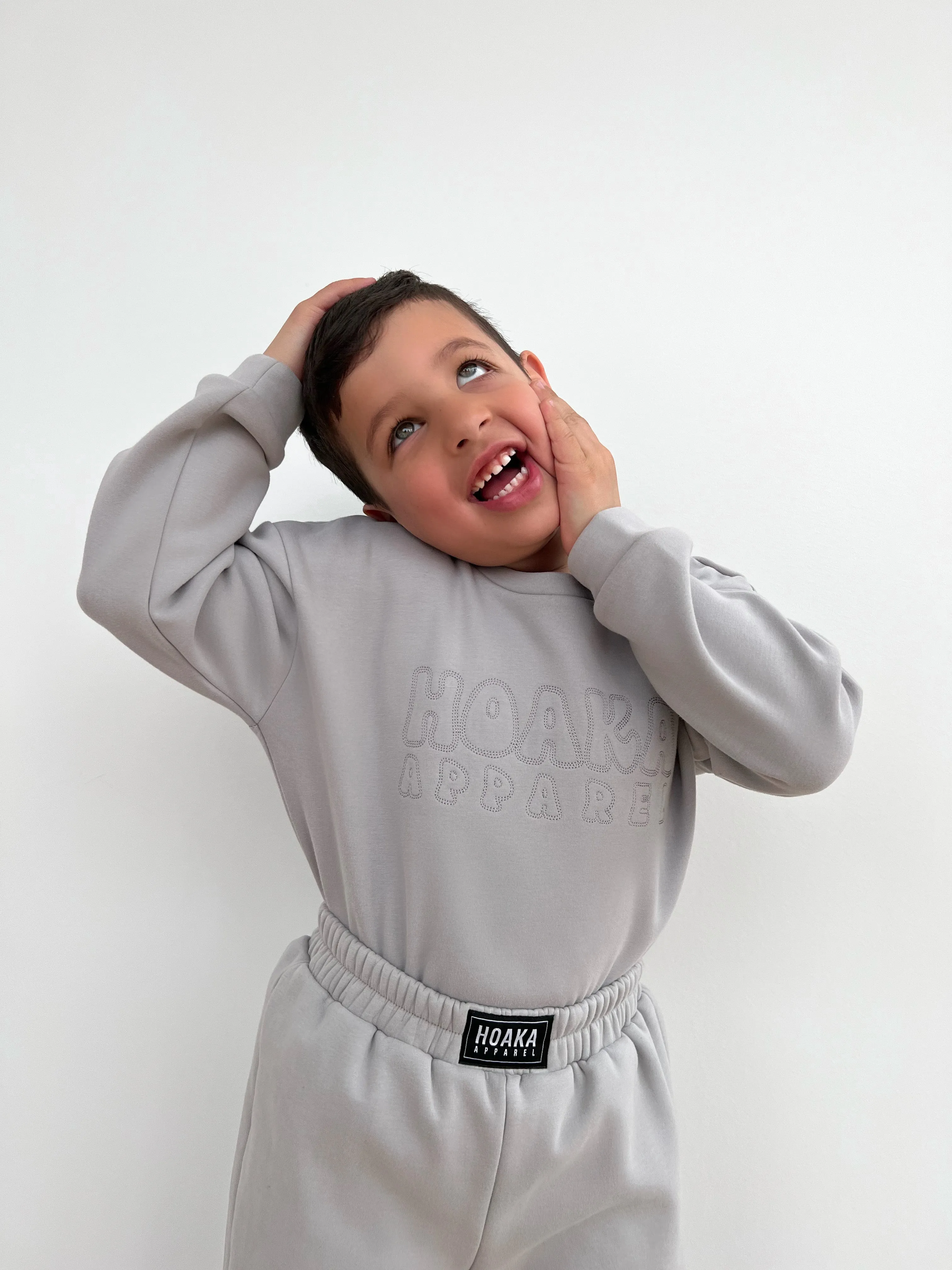 Grey Comfy Crew Neck Sweatshirt For Baby & Kids