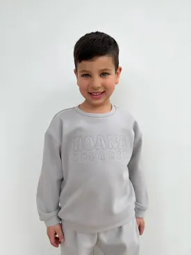 Grey Comfy Crew Neck Sweatshirt For Baby & Kids