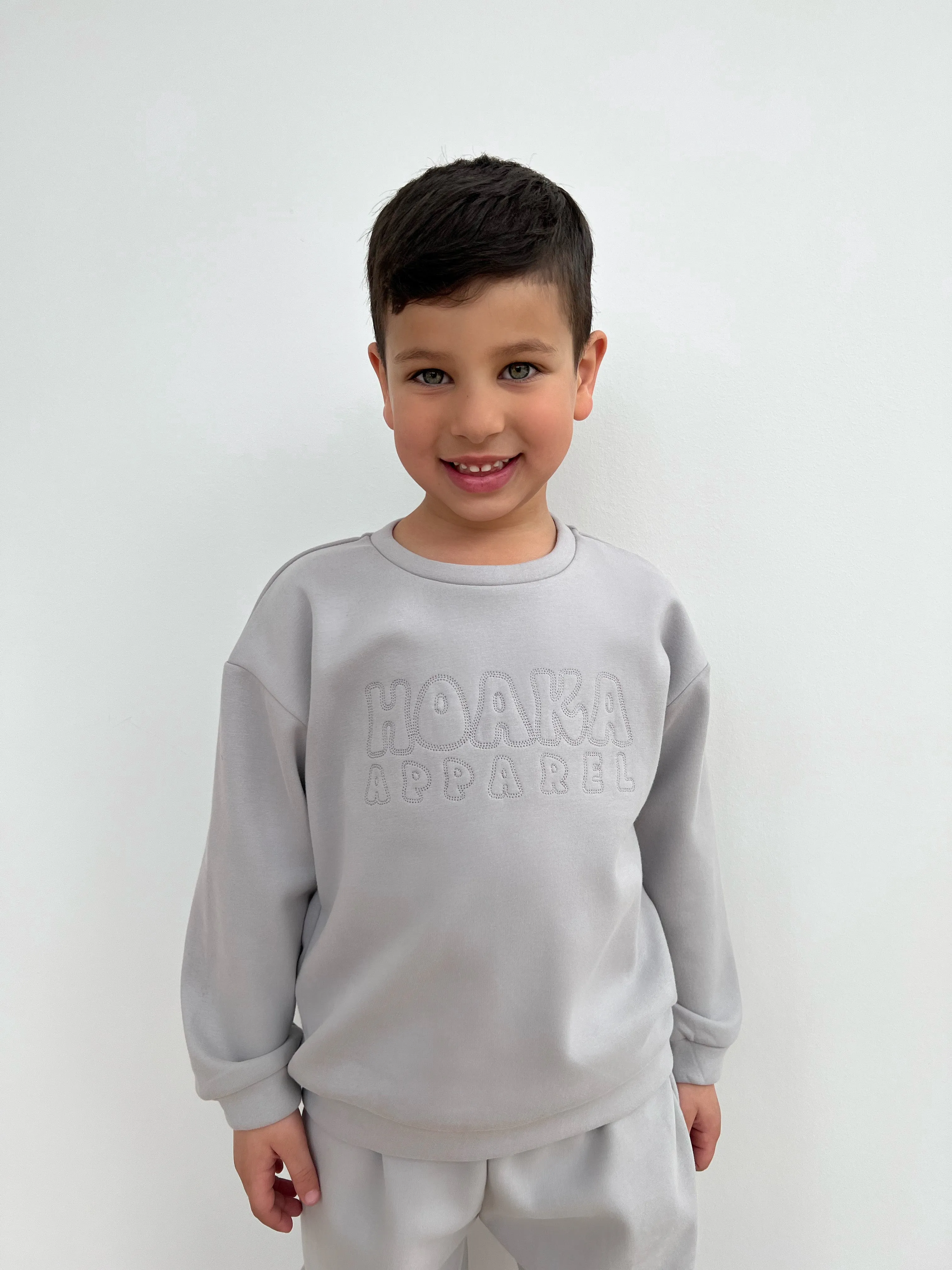 Grey Comfy Crew Neck Sweatshirt For Baby & Kids