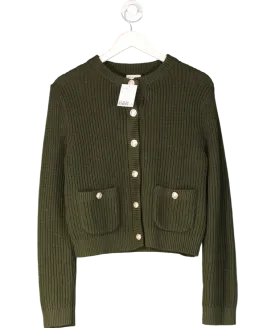 H&M Green Rib Knit Cardigan UK XS