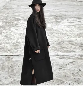Handmade Double-sided Wool Coat Dress / Unisex Long Hedging Loose Fleece Dress