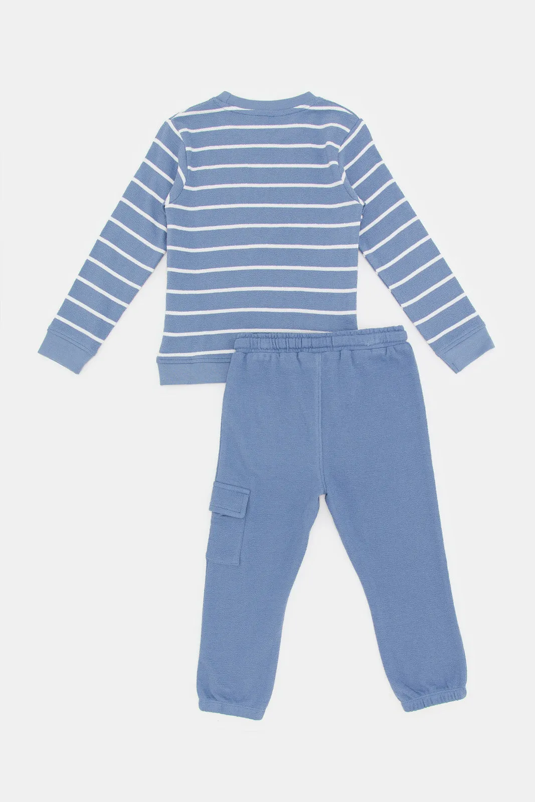 Infant Boys Blue Stripe Jogger Suit (2 Piece)