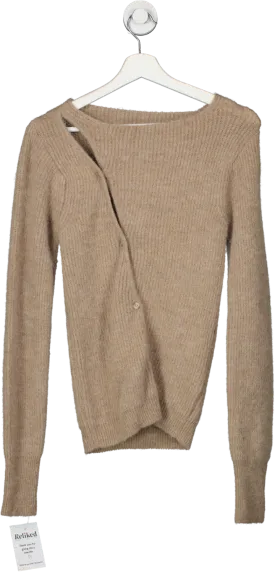 JACQUEMUS Beige La Maille Pau- Asymmetric Cardigan UK S